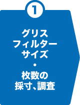 1.グリスフィルターサイズ・枚数の採寸、調査